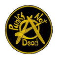 Punks Not Dead Aufnäher – 8 x 8 cm – Gelb-Schwarzer Patch – Anarchie Punk Stickerei zum Aufnähen
