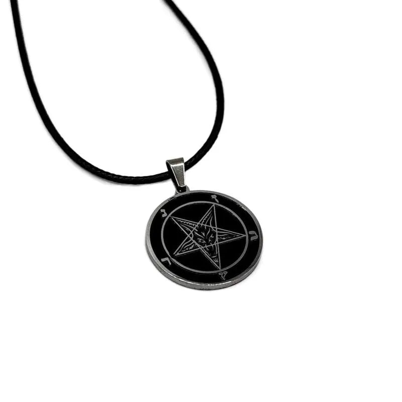 Pentagramm Kette Ziegenkopf – 2,5 x 2,5 cm – Sigil of Lucifer Anhänger – Beidseitig – Edelstahl Satanic Gothic Hexen Schmuck