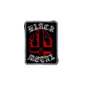 Black Metal Cross Patch 8 × 6 cm – Satanic Patch – Red Inverted Cross Embroidery