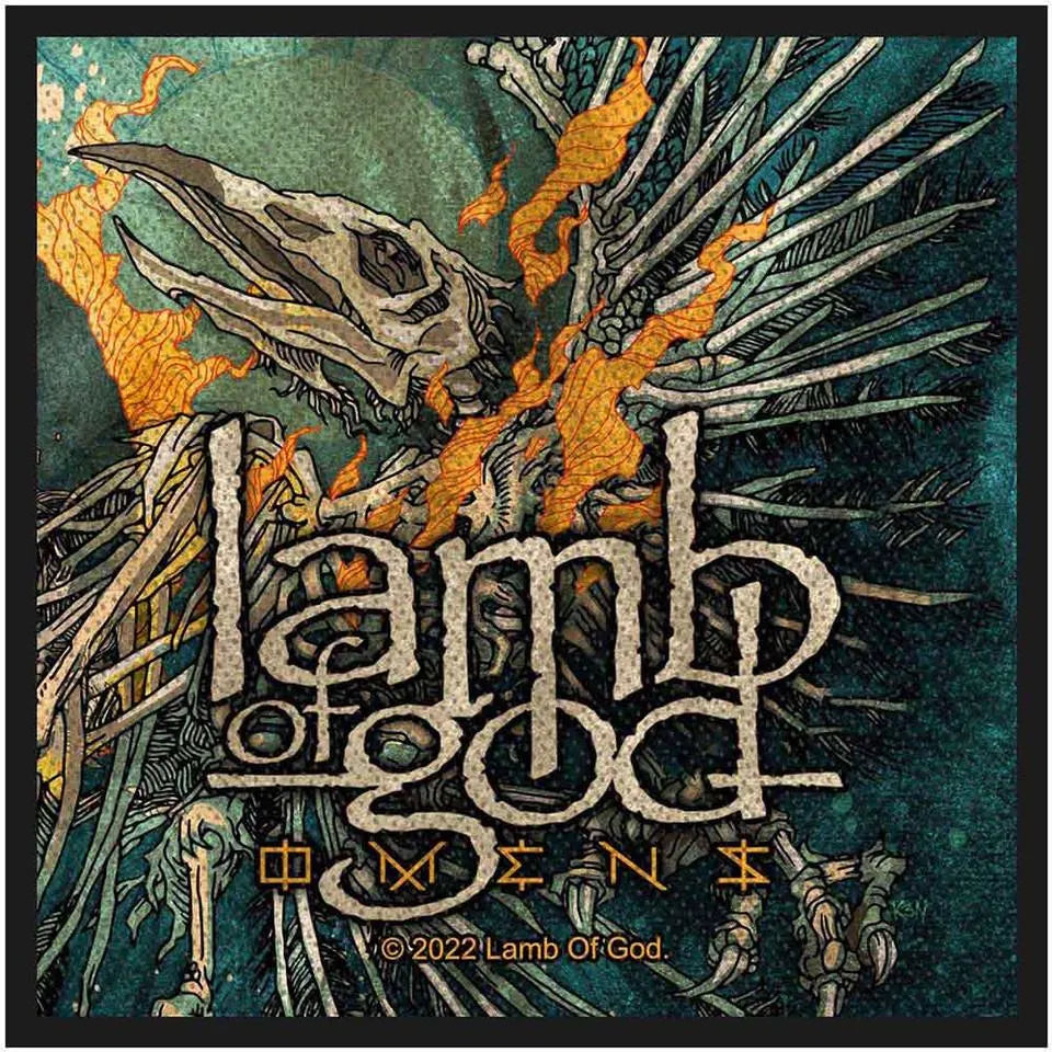 Lamb of God Patch | "Omens" Album-Cover Gewebter Aufnäher | Zum Annähen | Groove Metal Merch 9,5 x 10 cm
