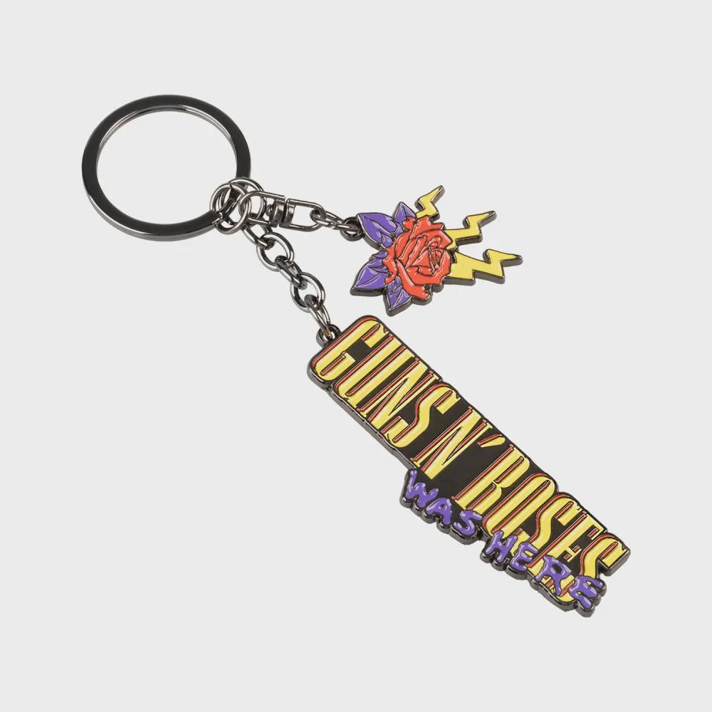 Guns N' Roses Keychain - Enamel Pendant with Classic Logo & Extra Charm