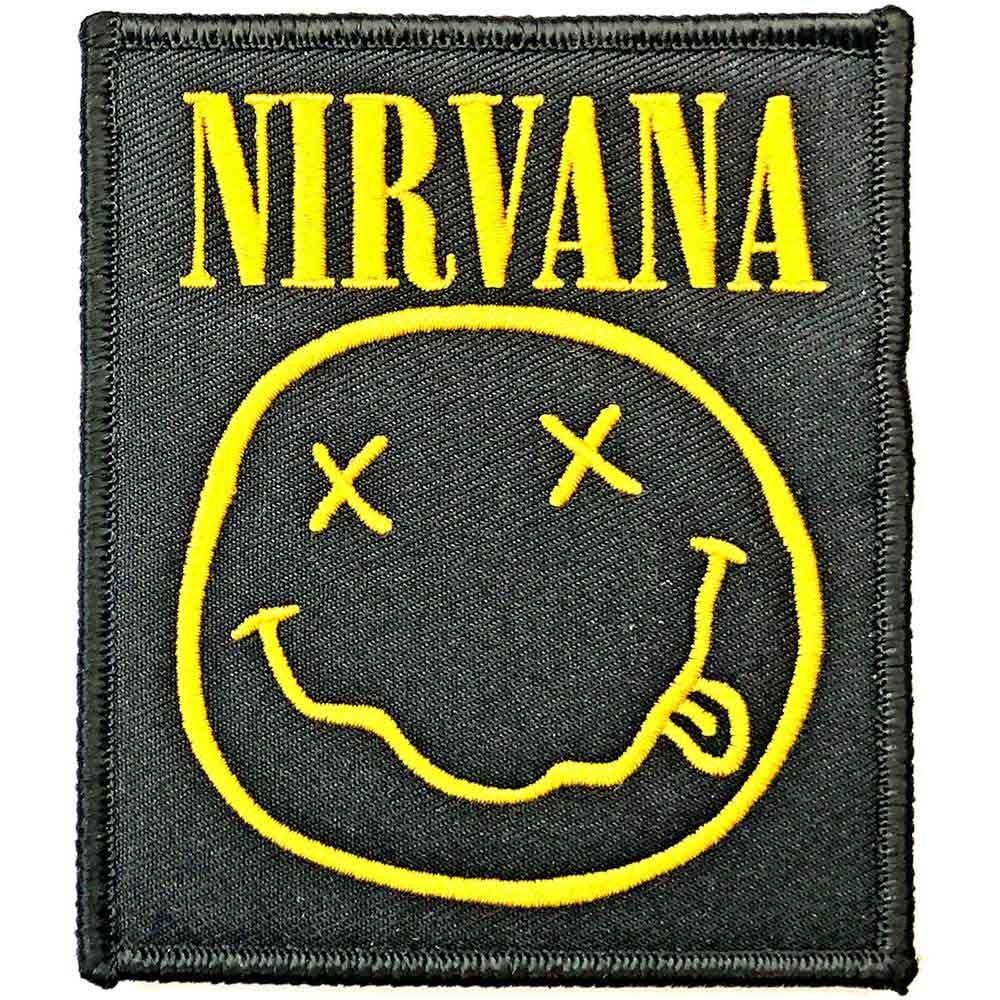 Official Nirvana Patch | "Happy Face" Woven Patch | Grunge Merch | Iron-on | 10 x 10 cm