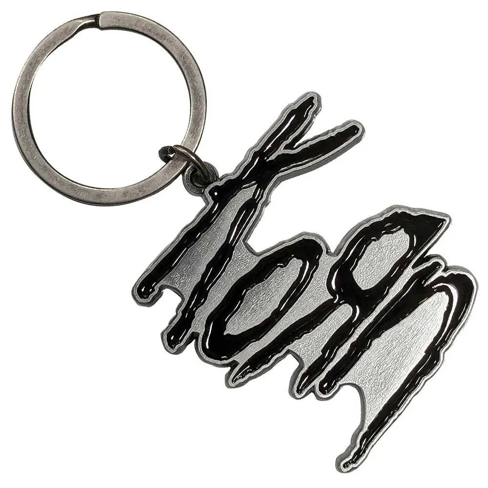 Korn Schlüsselanhänger | "Logo 2" Keychain aus Metall | Antik-Silber | Nu-Metal Merch 4,5 x 4,5 cm