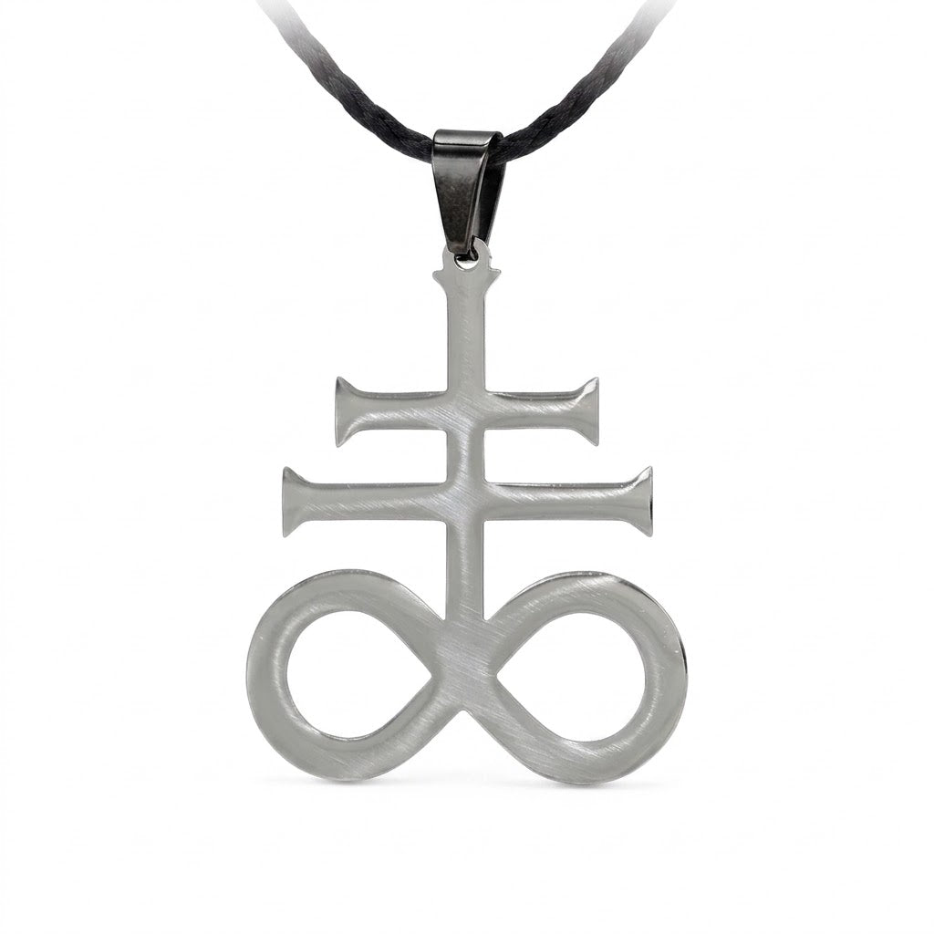 Leviathan Kreuz Kette  – Edelstahl Anhänger – Satanisches Kreuz Alchemie Gothic Black Metal Rock